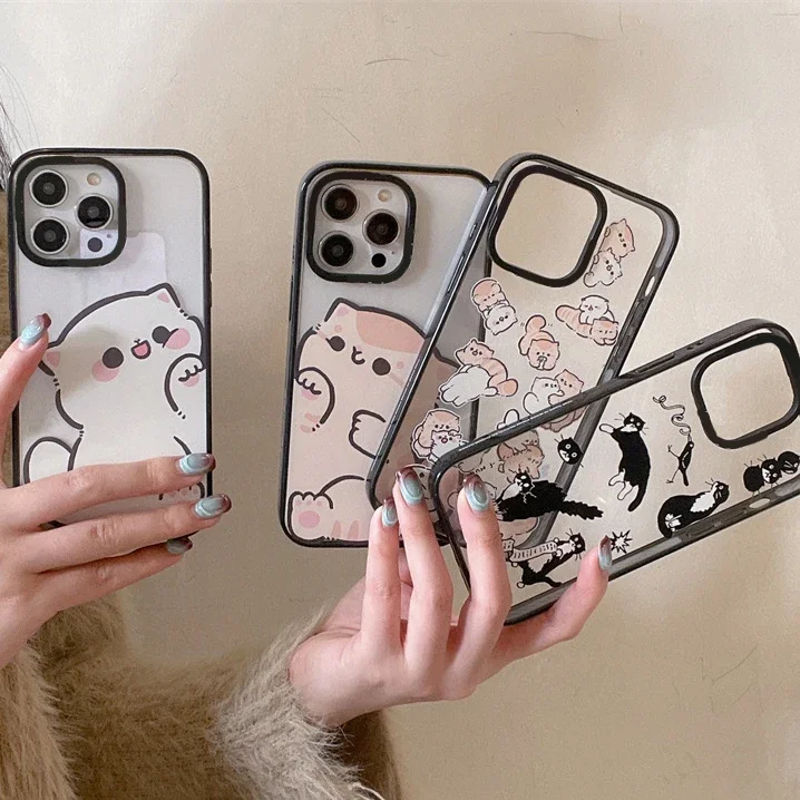 

Transparent Cat 2.0 Version Acrylic Upgrade Border Phone Case Cover for IPhone 11 12 13 14 15 Pro Max Case for IPhone 15 Pro Max