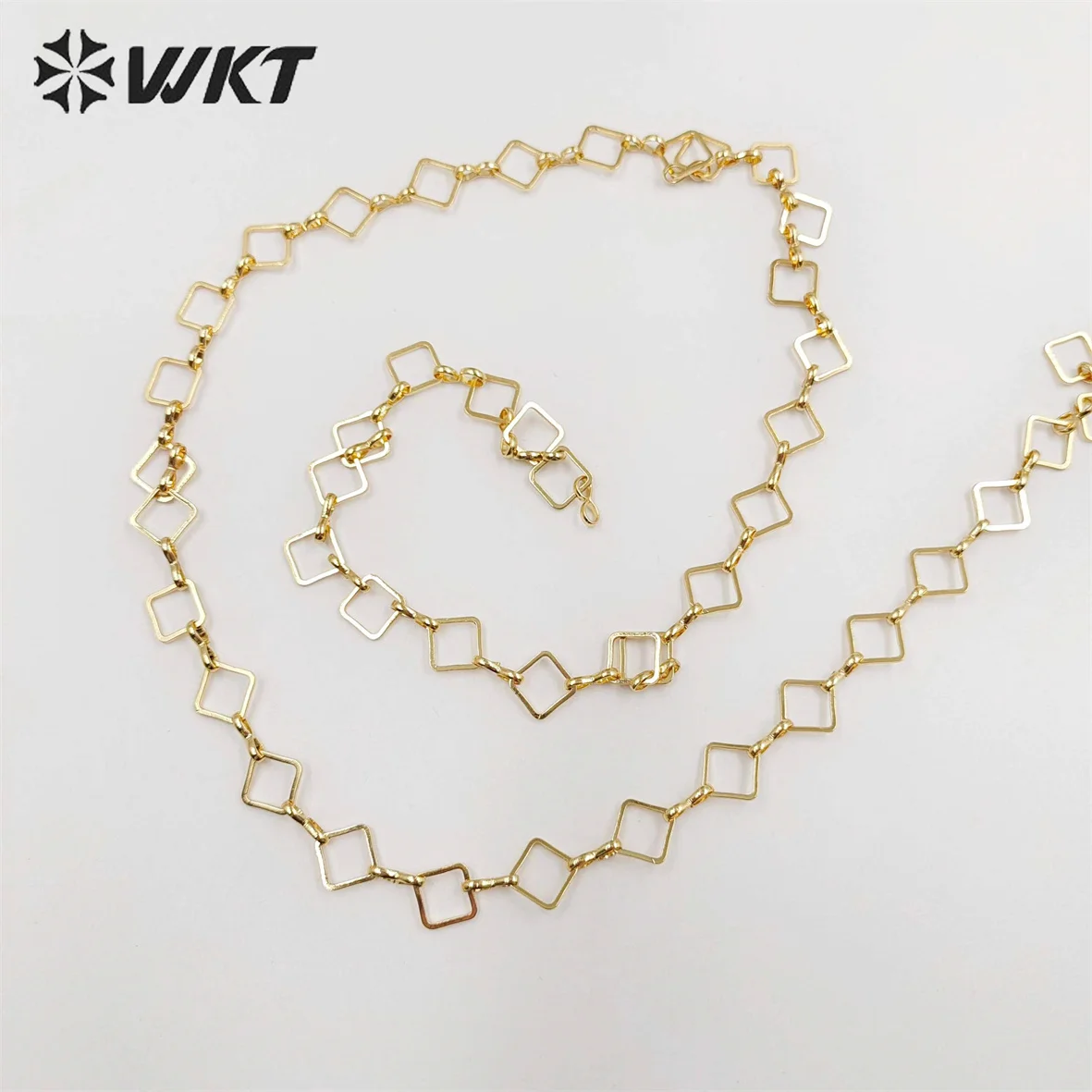 WT-BC191 New 18k Real Gold Plated Resist Tarnishable Brass Chain Square Handmade Jewelry In 8mm By 5 Meters Accessories