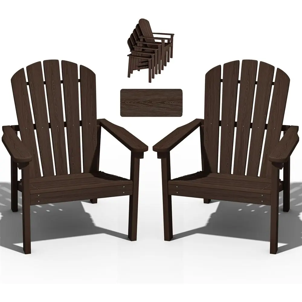 Stackable 2-Piece Adirondack Chairs Set, 26.3 Wide, Durable HDPE Outdoor Patio Furniture for Porch, Lawn, or Garden