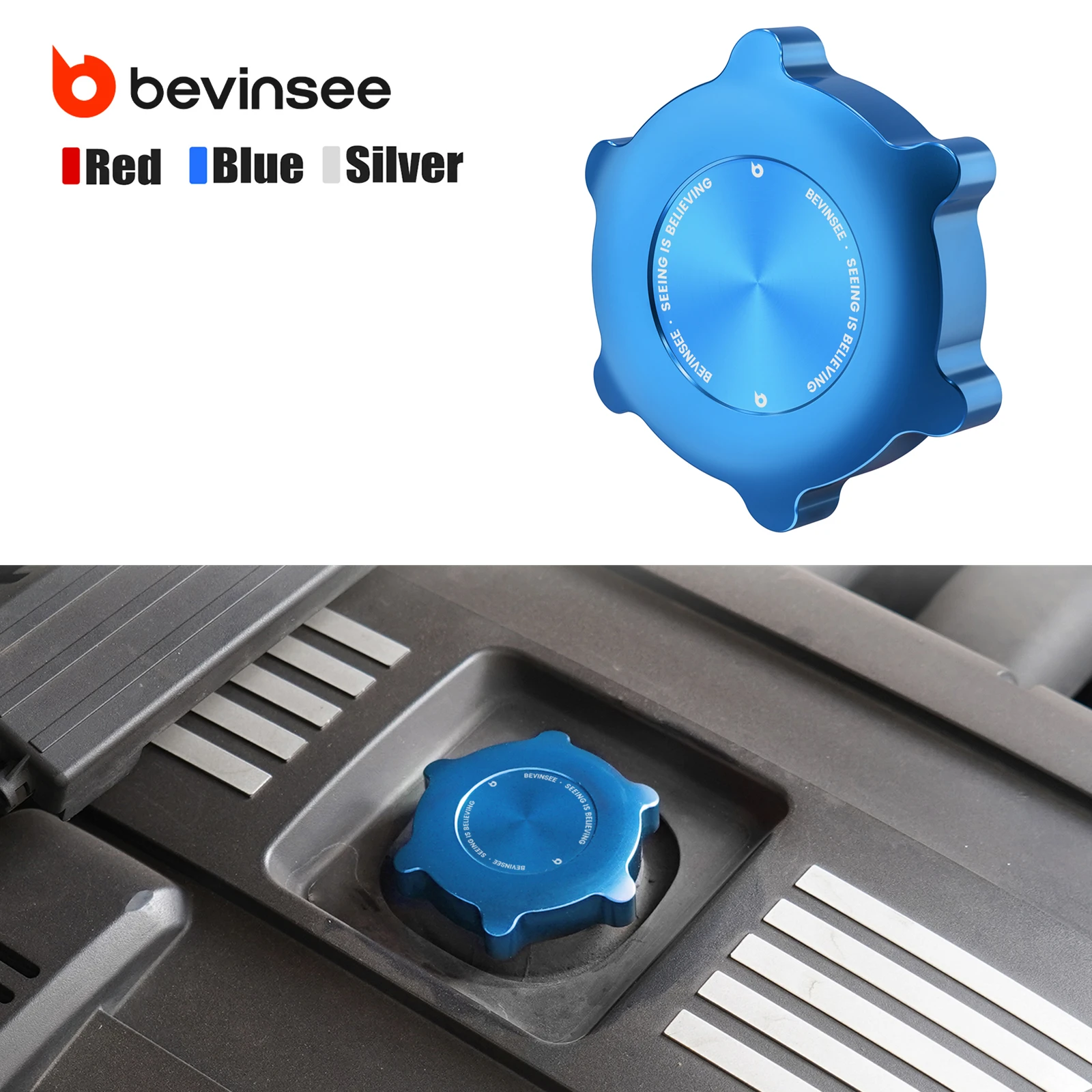 BEVINSEE Aluminum Engine Oil Filler Neck Sealing Cap for BMW E39 E60 E61 525i 528i 530i,E90 E92 E46 E36 E30,X3 E83,X5 E53 E70
