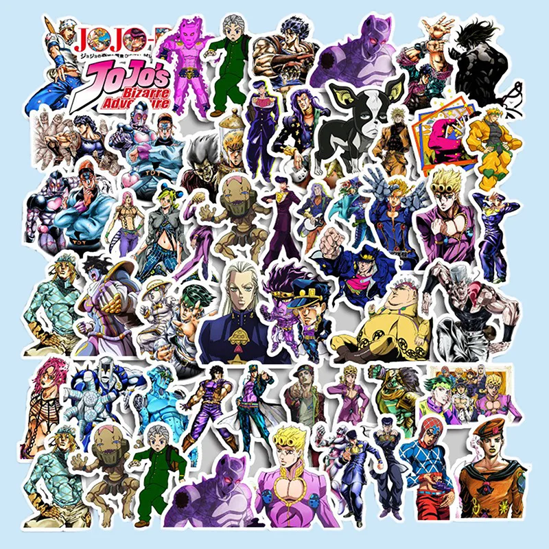 50pcs Anime JOJO Bizarre Adventure Cartoon Stickers for Guitar Suitcase Skateboard Laptop Phone Decals Toys