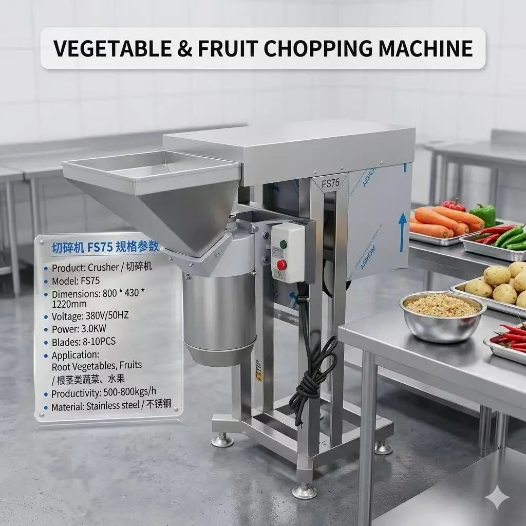 Large Capacity Vegetable and Fruit Crusher Commercial Pepper Ginger Garlic Onion Crusher Stainless Steel Grinder