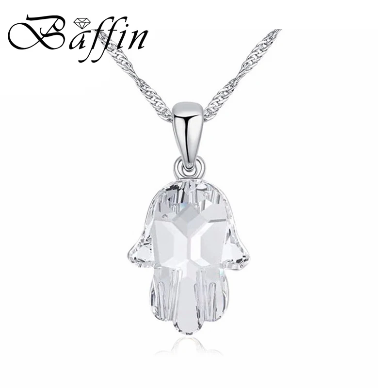 

Original Crystals from Austria Vintage Retro Lucky Fatima Hand Necklaces Pendants Silver Color Bijoux For Women Mother's Day