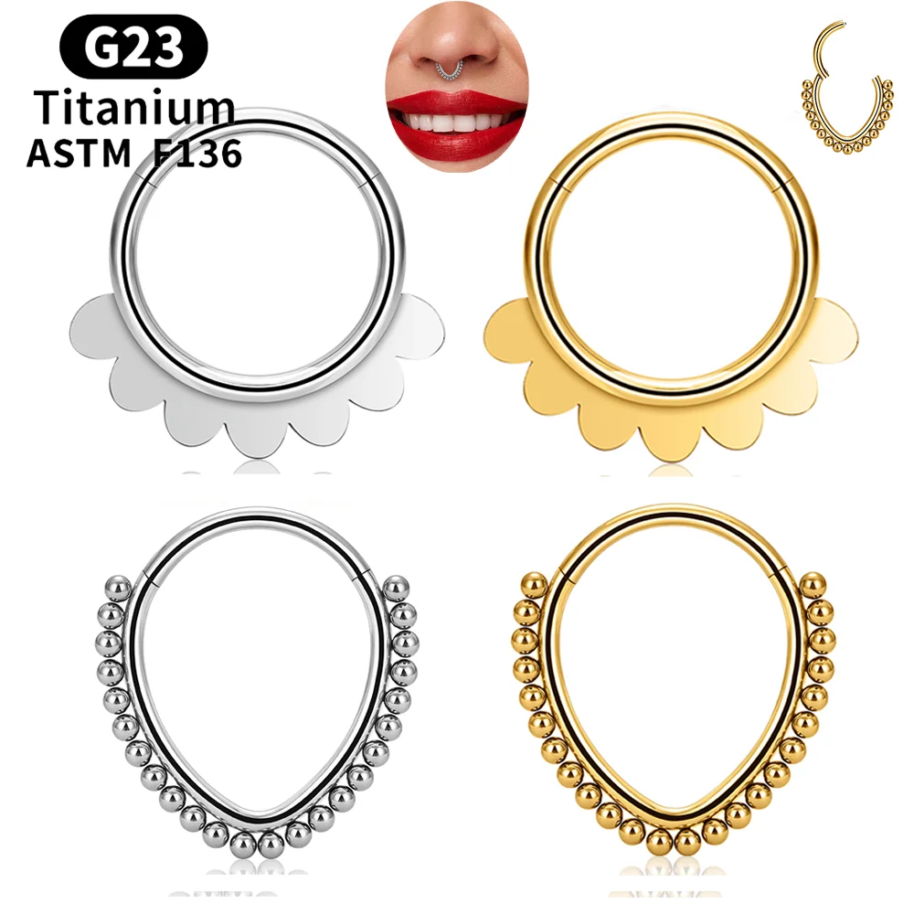 

ASTM F136 Titanium Piercing Cartilage Tragus Earrings Hoops Nose Ring Septum Hinge Section Ball Clicker Daith Helix Body Jewelry