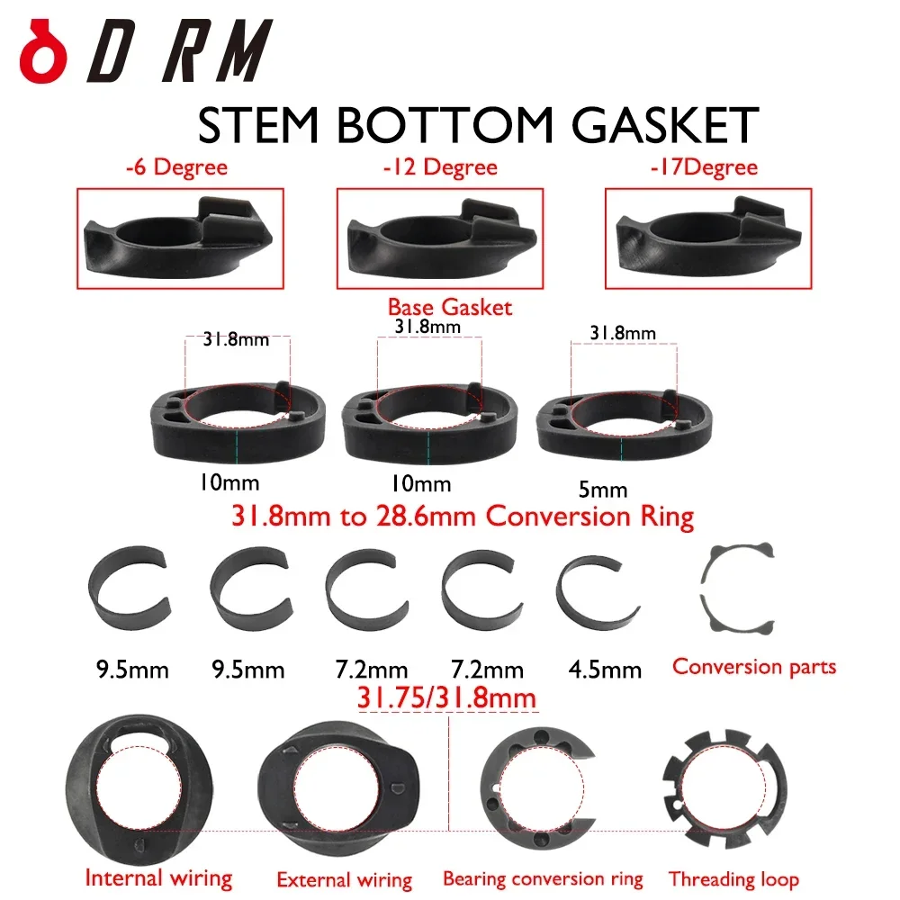 Bicycle Stem Base Suitable For DARIMO MTB Bike Parts Road Bicycle Stem 6/12/17 Degree Gasket Accessories