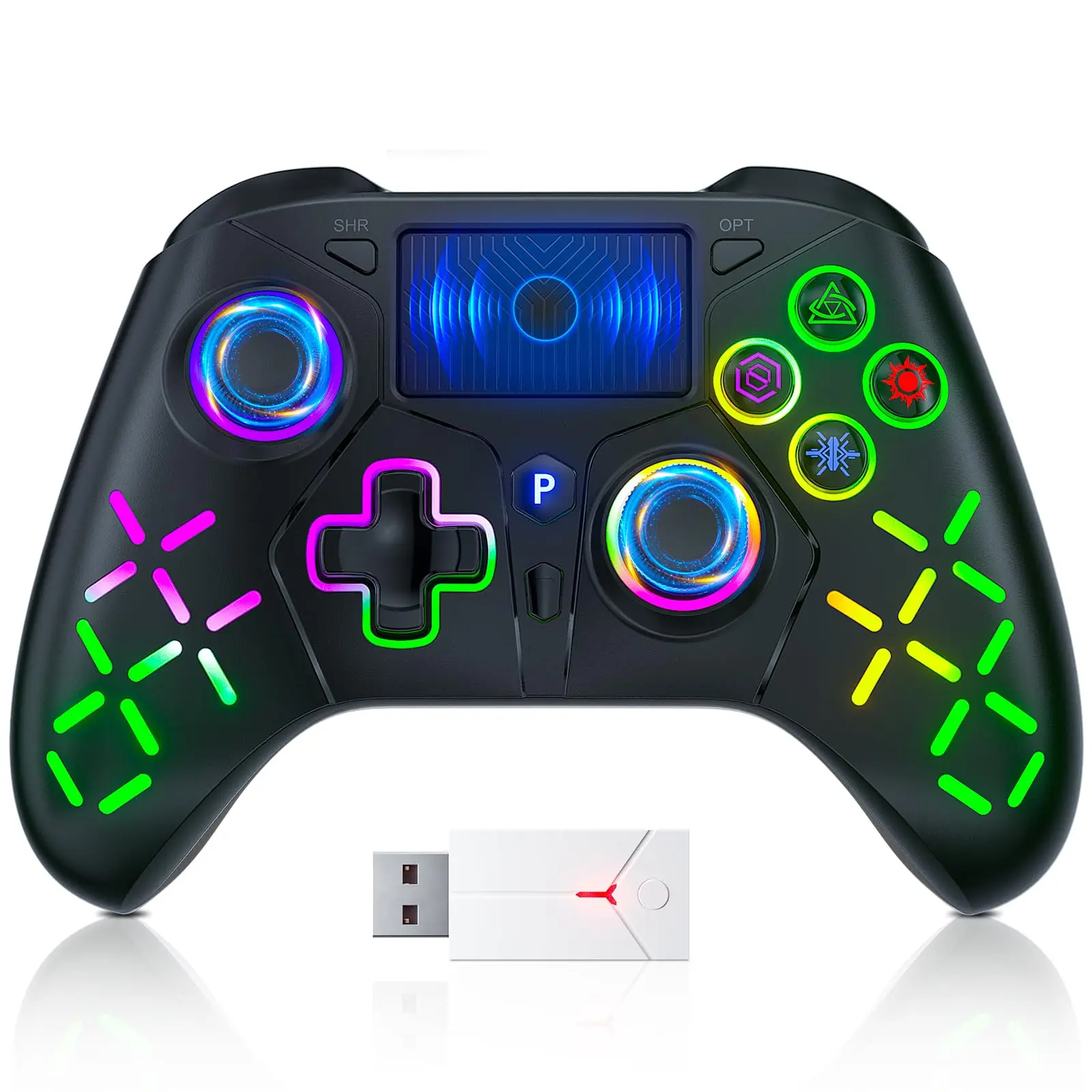 Wireless Controller For P5 With Dual Motor Sensor Touchpad Turbo/6-Axis Sensor Function, Compatible Ps5/Ps4/Pro/Slim/S-Witch/Pc