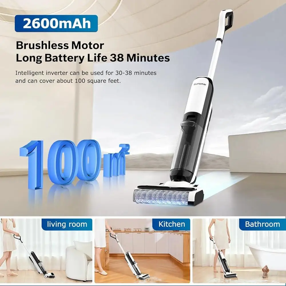 Cordless Wet Dry Vacuum Cleaner Electrolyzed Water Technology Self Cleaning Lightweight Digital Display Multi Surface HEPA