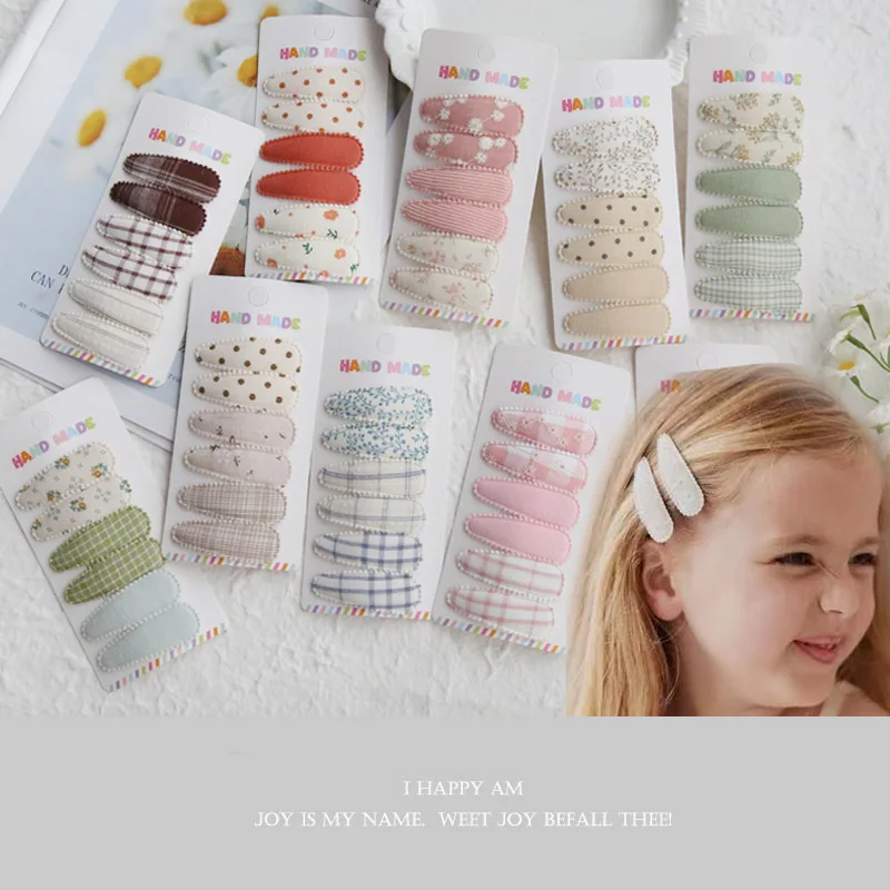 

6Pcs/Set Baby Hair Clips for Girls Corduroy Children Barrette Kids Vintage Hairpins Toddler Hairgrips Hair Accessories Printed
