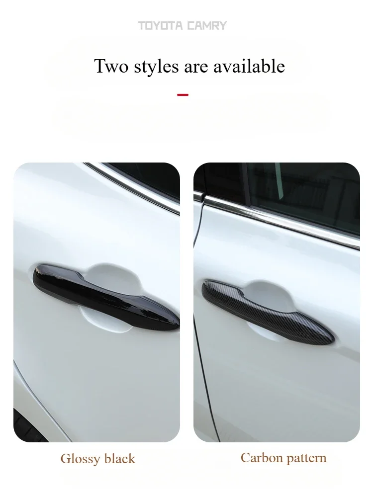 For Toyota 9th Generation Camry 24 25 4pc Carbon Fiber Car Sticker Door Handle Cover Exterior Trim Accessorie Protect Decoration