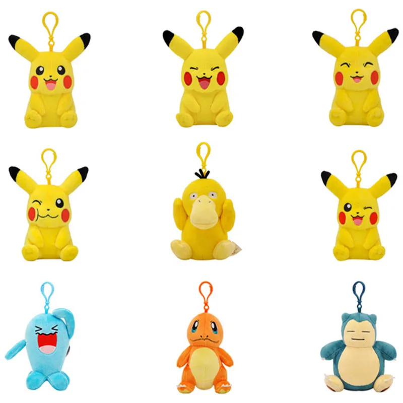 Kawaii Pokemon Anime Figures Snorlax Pikachu Psyduck Keychain Car Bag Pendant Cute Cartoon Backpack Keyring  Doll Kids Toys Gift