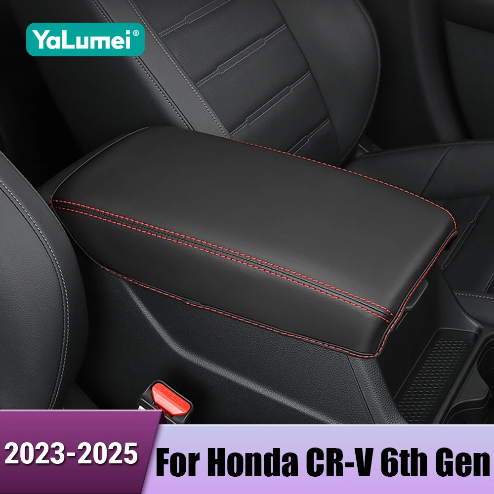 Für Honda CR-V CRV 6. Generation 2023 2024 2025 Hybrid PU Leder Carbon Faser Auto Center Konsole Armlehne Box Abdeckung fall Zubehör