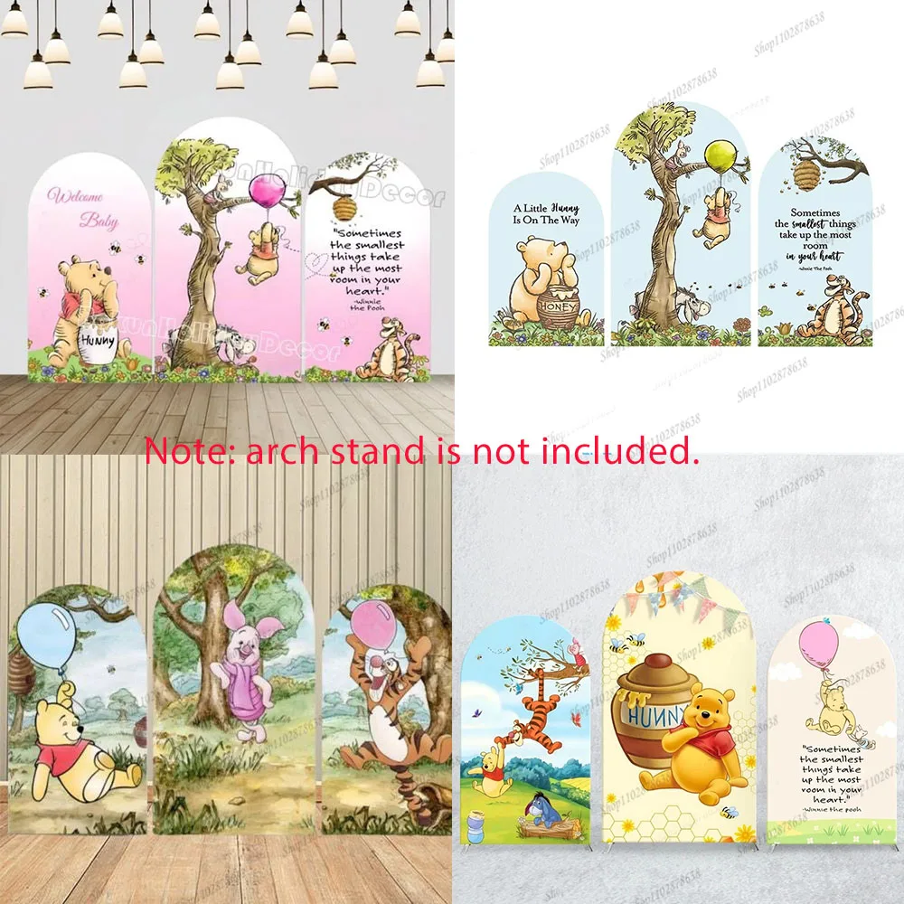 Housse d'arche personnalisée en spandex élastique Winnie l'ourson, Tigger, Piglet, Eeyore, Pooh, pour baby shower et anniversaire, thème Miel