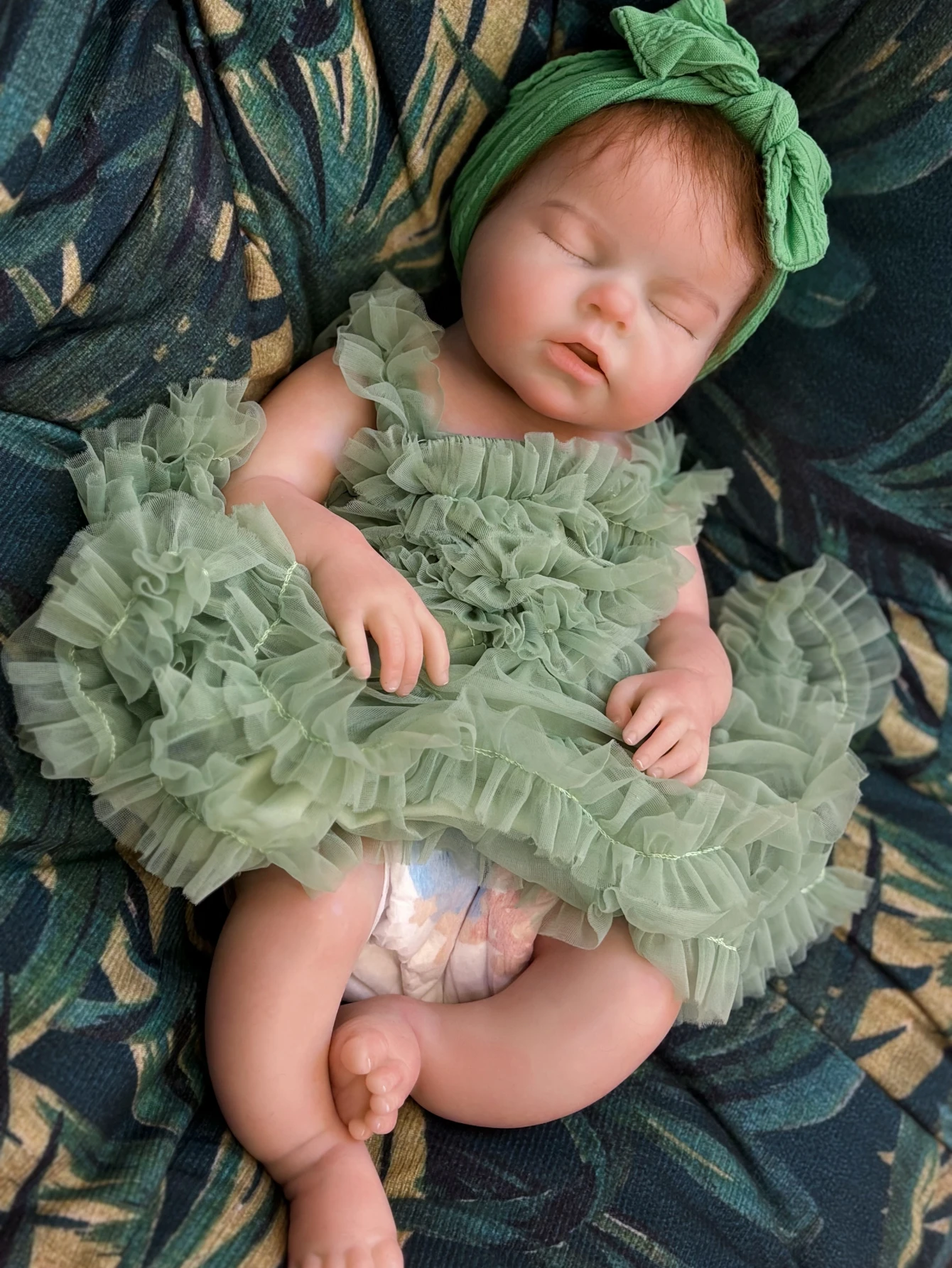 20 Polegada silicone reborn bebê boneca artesanal realista silicone menina com raízes mohair simulado dormindo criança presente colecionável