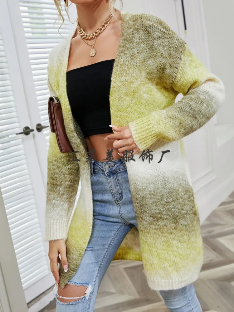 Sexy V Neck Long Sleeve Sweater Outerwear Office Lady Autumn Winter Fashion Elegant Print Knitted Sweater For Women 2023 Coat