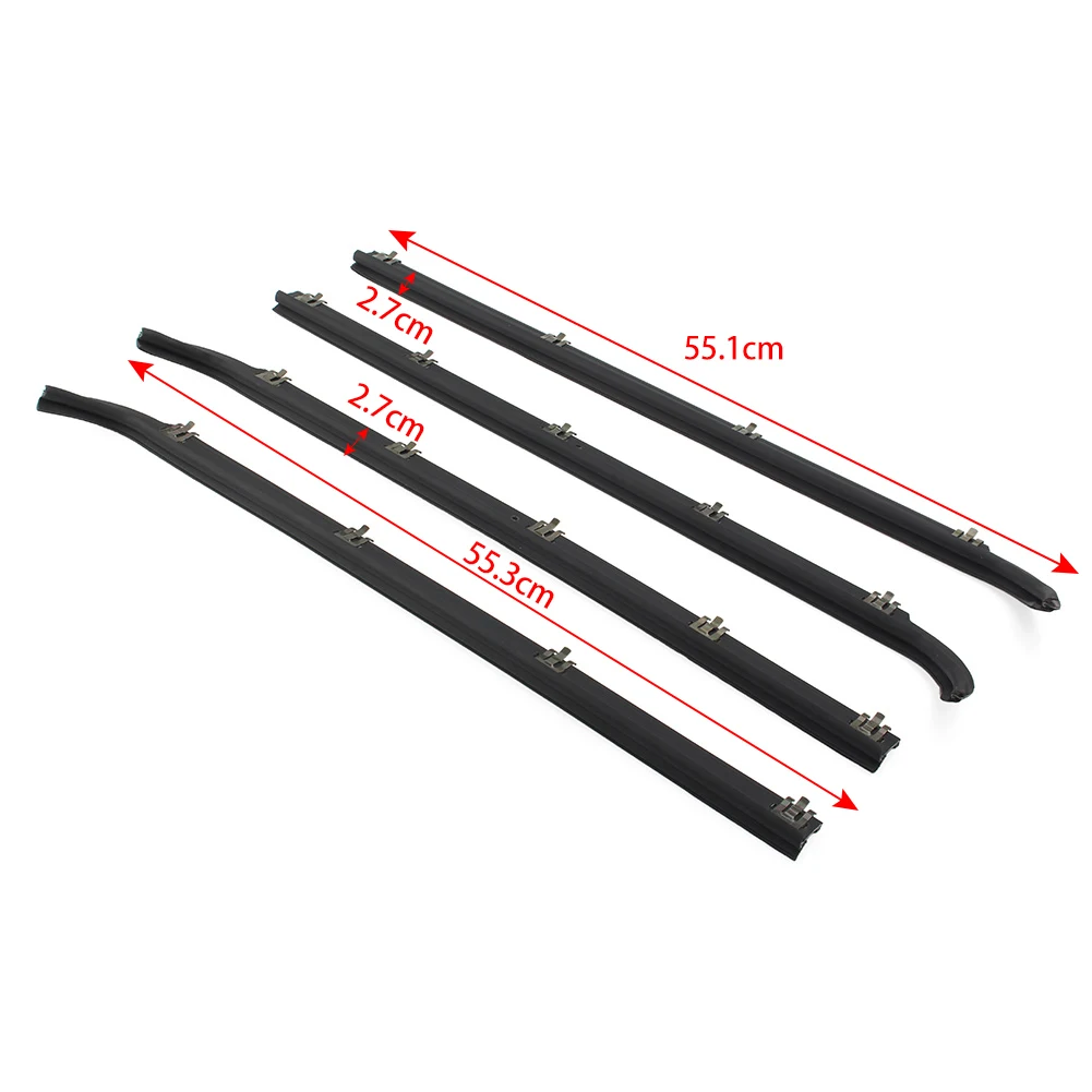 4 Pcs Car Outer Window Sweep Trim Seals Car Weatherstrip For Ford Bronco F150 F250 F350 1987-1996 E7TZ1521452A E7TZ1521453A