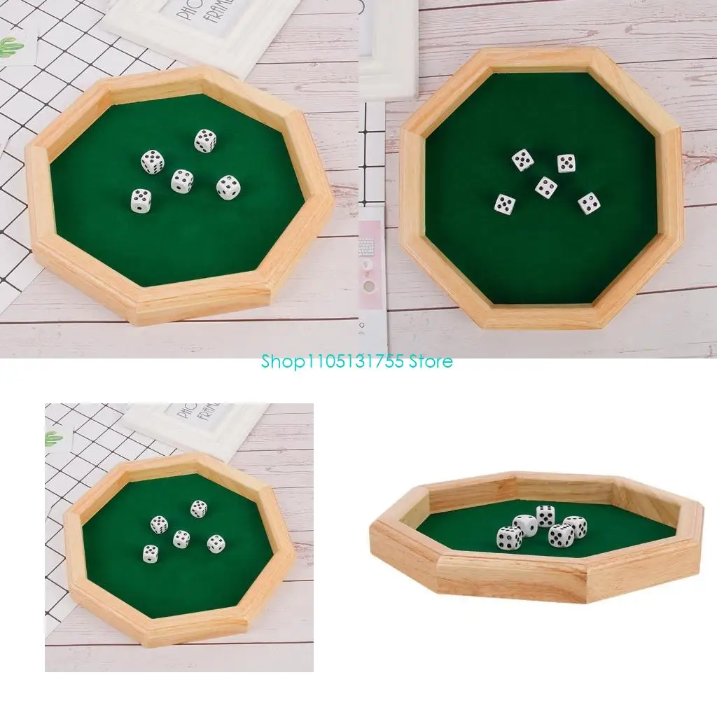 

K0EF Octagonal Rolling Tray Felt Lined Storage Holder RPG DND Table Games