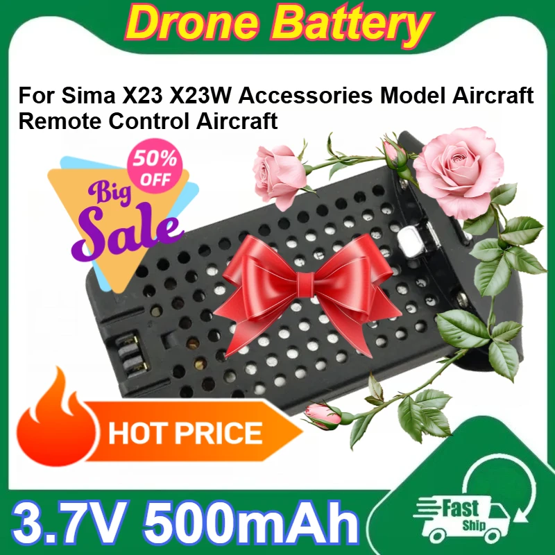 

3.7V 500mAh Capacity Lithium Battery for Sima X23 X23W Accessories Remote Control Aircraft Model Aircraft Rechargeable Batteries