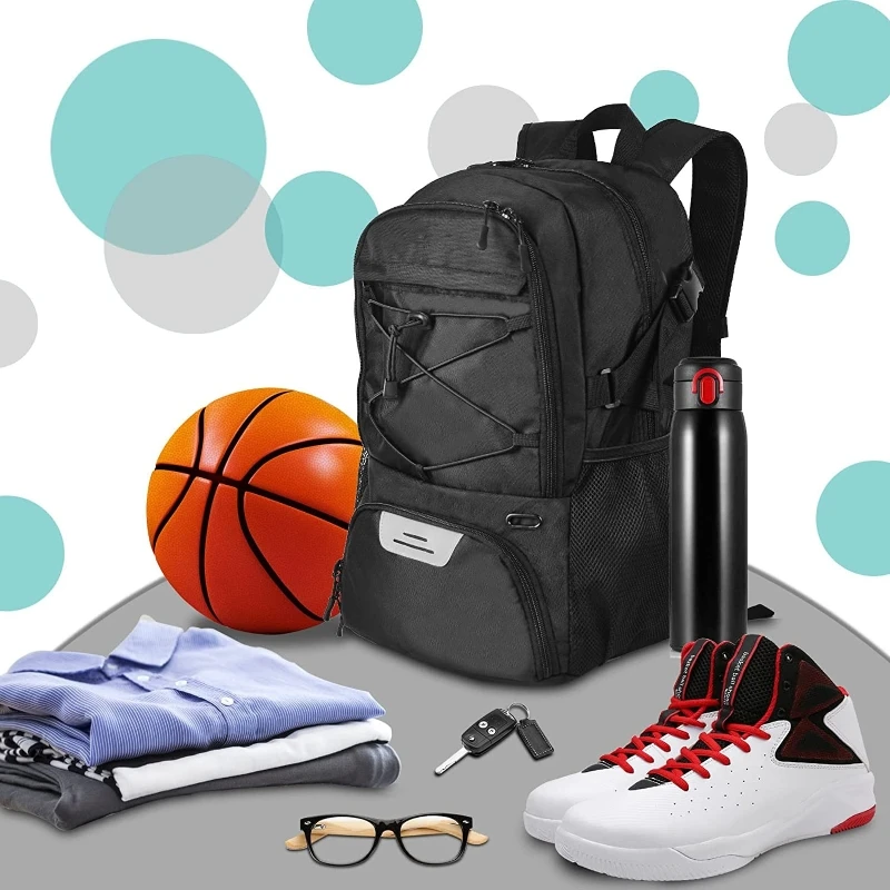 Basketball Backpack Large Sport Bag with Separate Ball holder Shoes compartment for Basketball Soccer Volleyball Swim Gym Travel