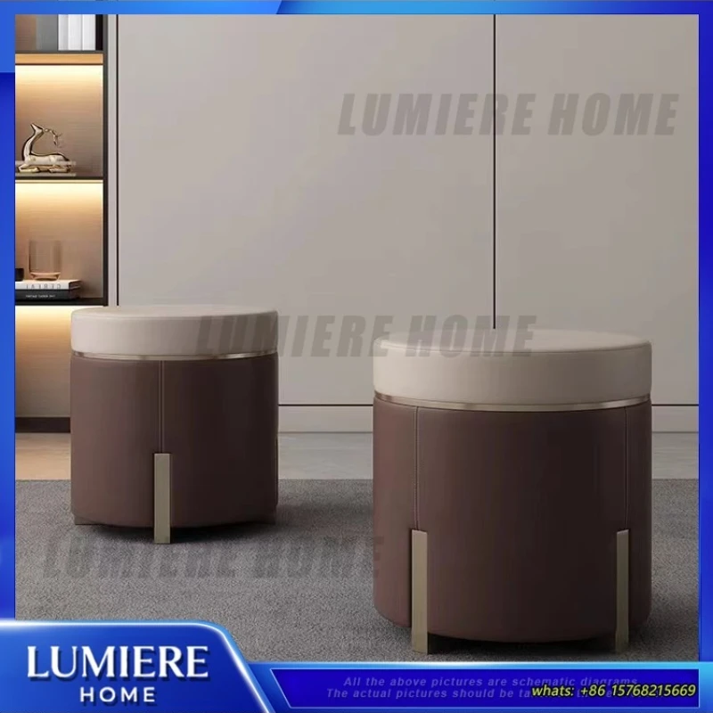 

Роскошный круглый пуф в скандинавском стиле для дома, с обивкой из вельвета, подставка для ног, высота барной стойки, для гостиной, балкона, кофейни