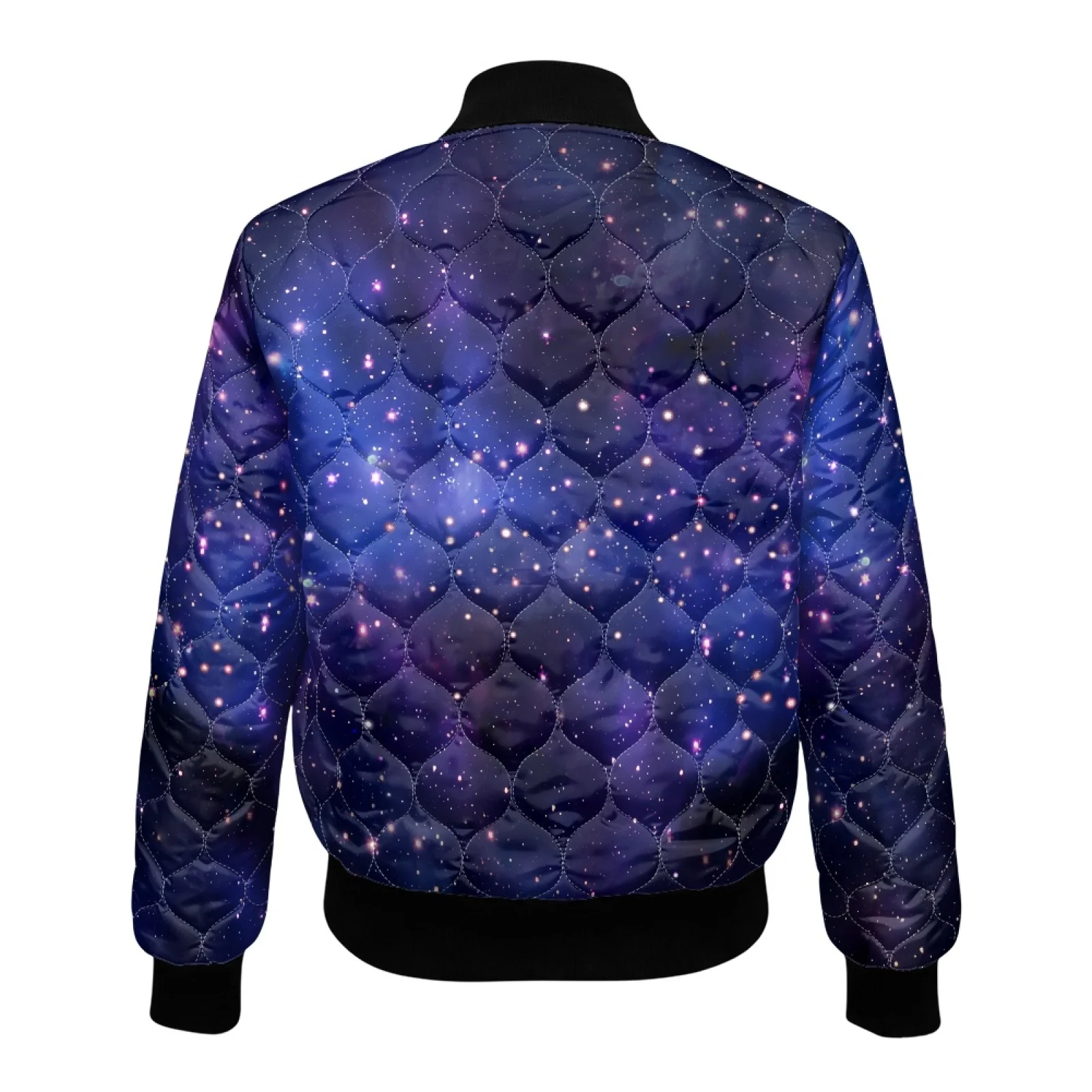 PENSTROLL Deep Starry Sky Women Winter Light Padded Zip up Outer Jacket Versatile Quilted Jacket for Daily Wear