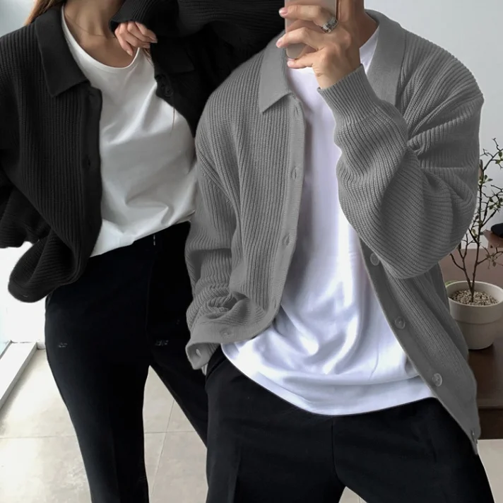 

Streetwear Sweater Cardigan Men Fall Winter Casual Long Sleeve Sweatercoat Men's Baggy Thicken Thermal Knitted Sweaters Male Top