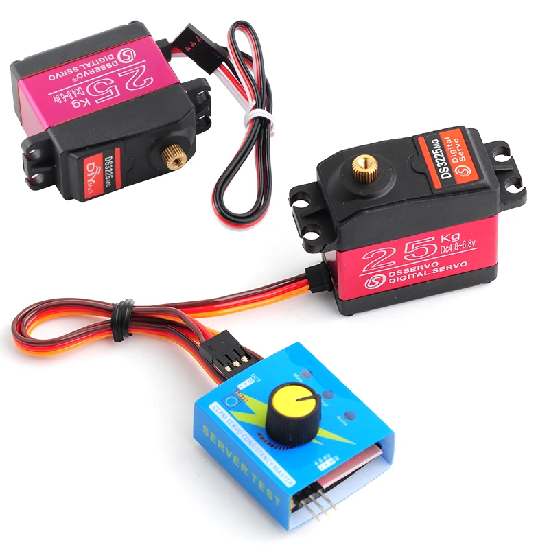 25KG DS3225 디지털 서보 모터, 서보 테스터, 메탈 기어, 270/180도 파워 기능, DIY 부품 서보 (RC 자동차, 보트, 로봇용)