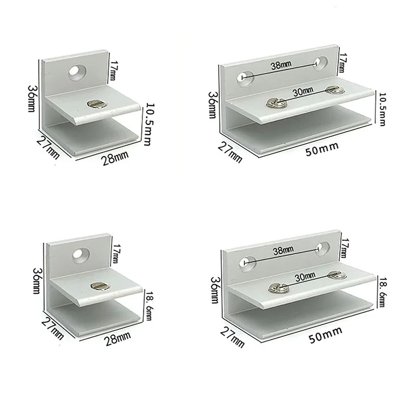 F Style Aluminum Glass Clamps Shelves Support Bracket Clips DIY Hardware for 5 to 13mm Thickness Board Glass Acrylic