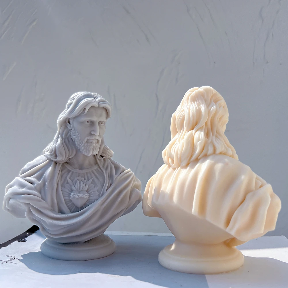 Gesù sacro cuore statua stampo in Silicone busto unico scultura cera di soia candela stampo mitologia greca decorazioni per la casa