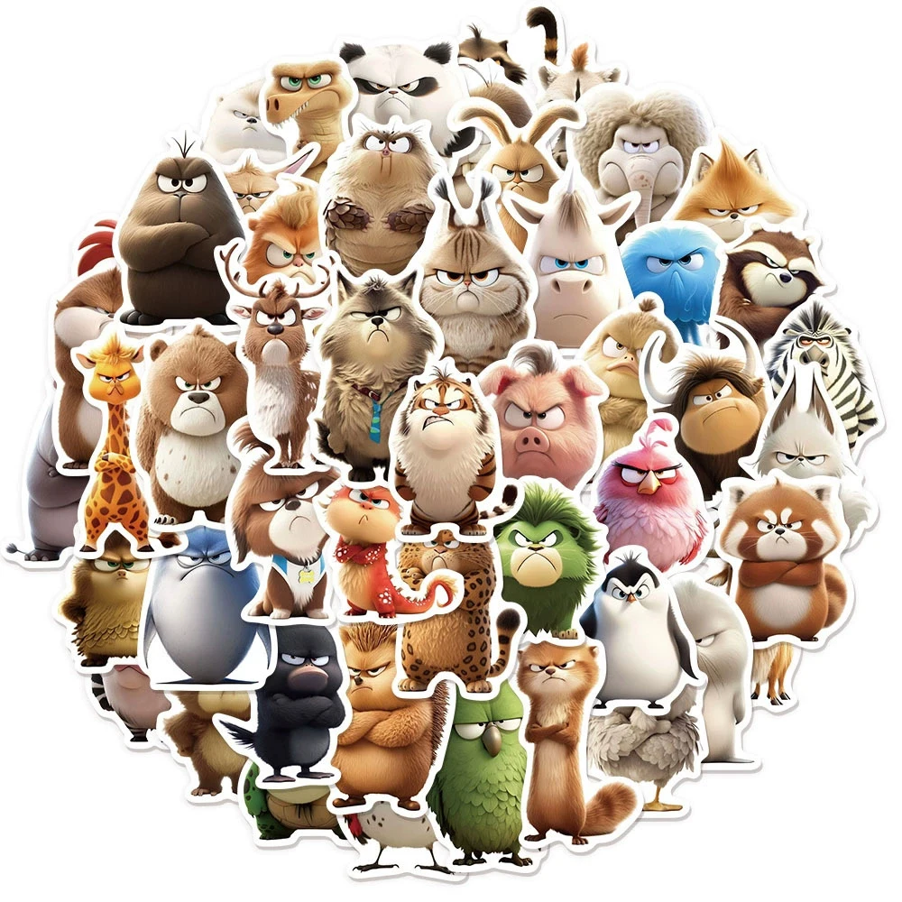 

10/30/50pcs 3D Angry Funny Animals Graffiti Stickers Cute Kids Decals Toys for Motorcycle Suitcase Guitar DIY Waterproof Sticker