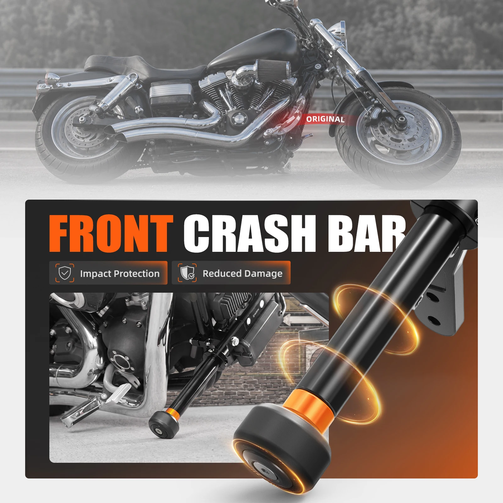 NICECNC Front-Sturzbügel Motorschutz für Harley Dyna 2004-2017 Street Bob Low Rider Fat Bob Wide Glide FXDB FXDL FXDF FXDWG – Detail 7