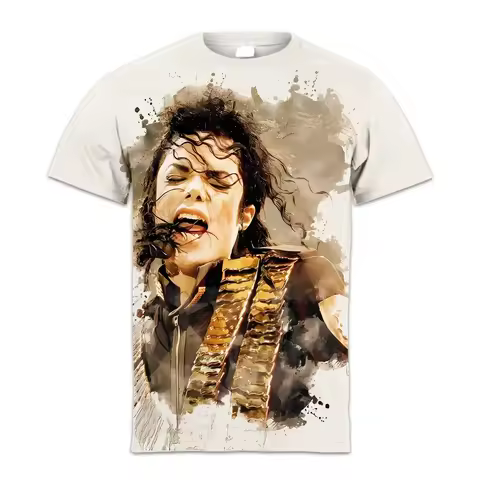 Michael Jackson 3D Printed T-Shirt Oversized Crew-Neck Casual Fashion Short Sleeve Unisex 2025 Singer Themed Top for Men