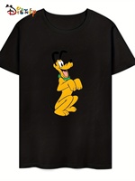 2025 new Disney Pluto Pattern Men's Casual T-shirt Unisex Casual Comfortable Sports Male Crew neck Classic Short Trendy