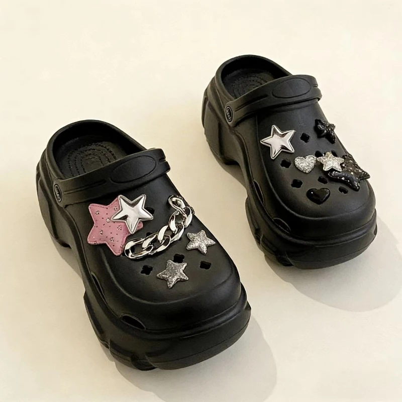Hot sales 9PCS Shoe Charm pins DIY Bow five pointed star Handicrafts detachable Buckle Charms Hole Shoes Accessories