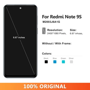 AMOLED -Anzeige für Xiaomi Redmi Note 9s, Touchscreen mit Rahmen, Substitution LCD, M2003J6A1g 12 Hauptverkäufe Redmi Heckbildschirm Note 9s - №6