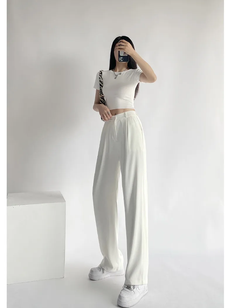 

Wide Leg Pants Women's Summer 2022 New High Waist Dropped Loose Straight Tube Spring and Autumn Casual Slim Sweeping Floor Suit