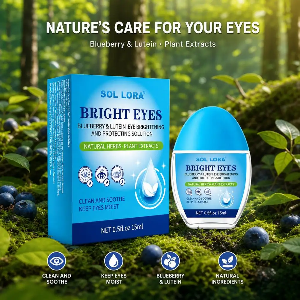 15ml Eye Brightening Solution Bottle Eye Drops Liquid Solution Keep Health Reduce Relieve Dry Discomfort Adults Eyes Care