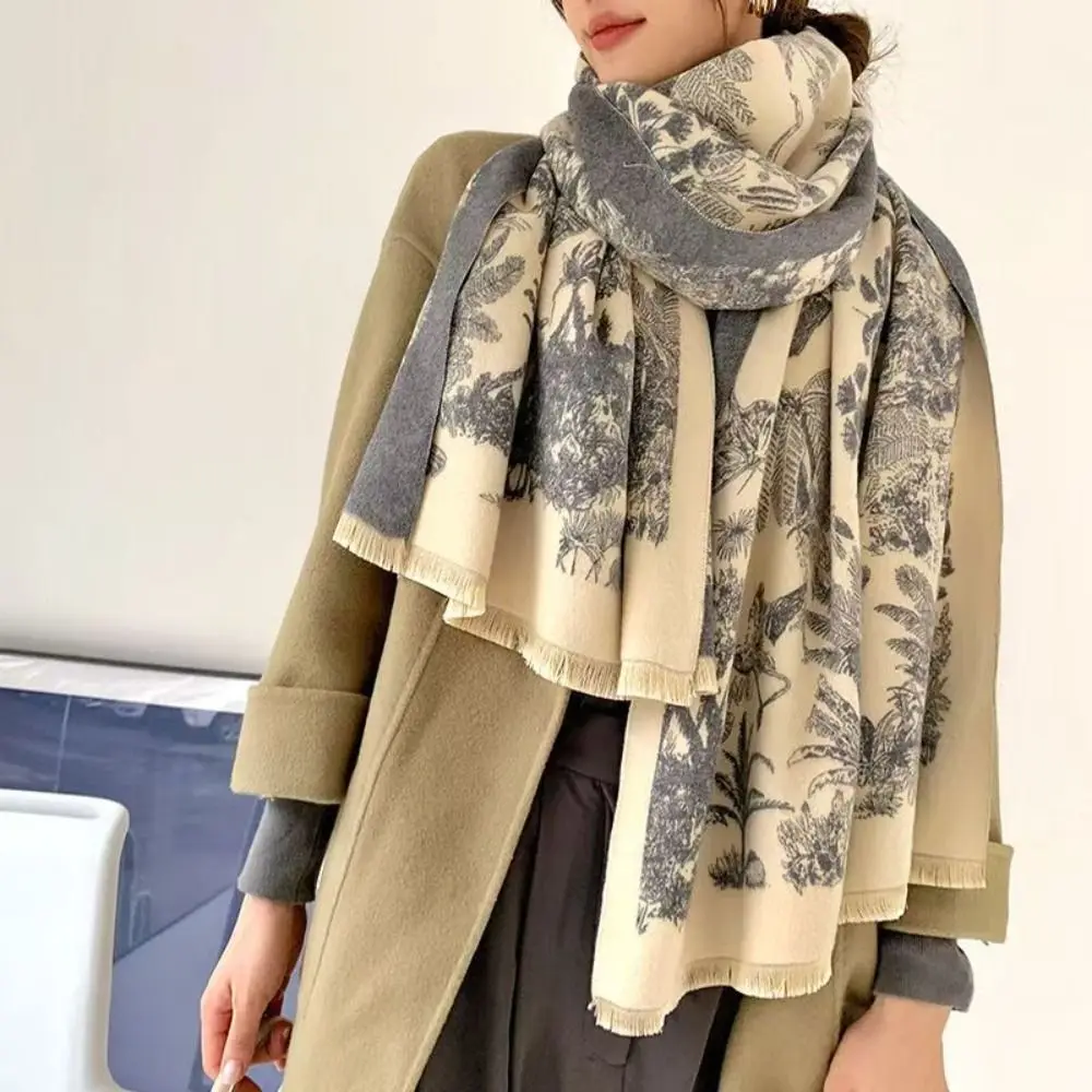 Elegant Printing Ethnic Style Scarf Large Bohemia Imitation Cashmere Shawl Warm Fashion Winter Tassel Scarves Student