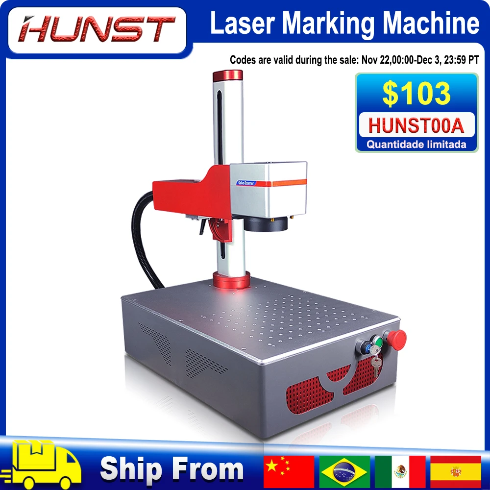 Hunst Small Laser Marking Machine MAX 30W Portable Foldable Mini Fiber Engraver for DIY Marking Gift Metal Jewelry Engraving