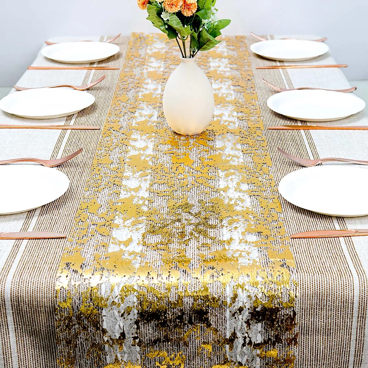 Glitter Metallic Gold Thin Table Runner Wedding Birthday Party Home Decoration Sequin Metallic Foil Thin Mesh Table Runner