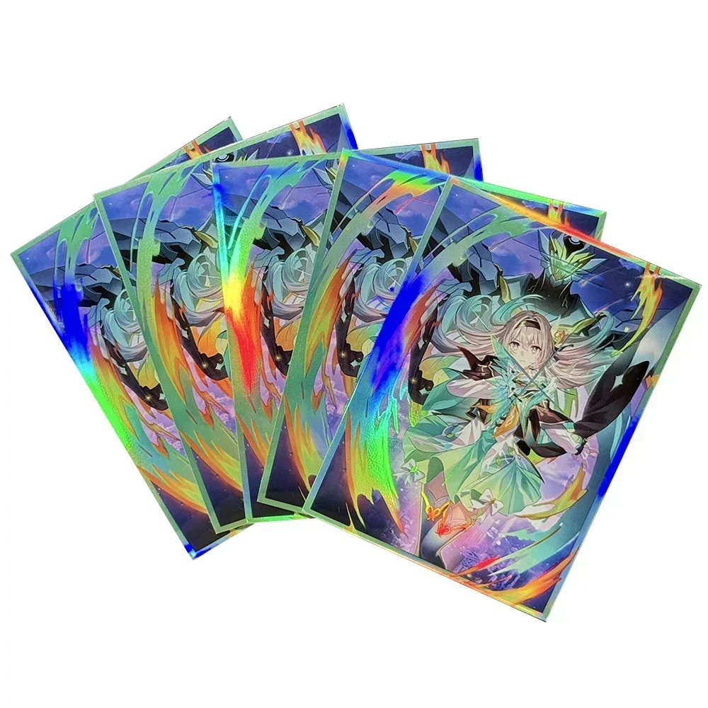 60PCS  Holographic Card Sleeve Firefly Rainbow Foil Outer Anime Protector Shinny Cover For MTG/OPCG Standard Size 67x92mm