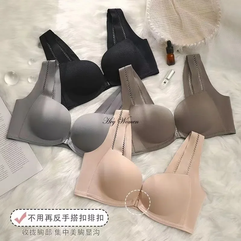 Front Button Closure Bra for Women Push Up Comfort Girls Brassiere Japanese Style Wire Free Breathable Seamless Female Lingerie