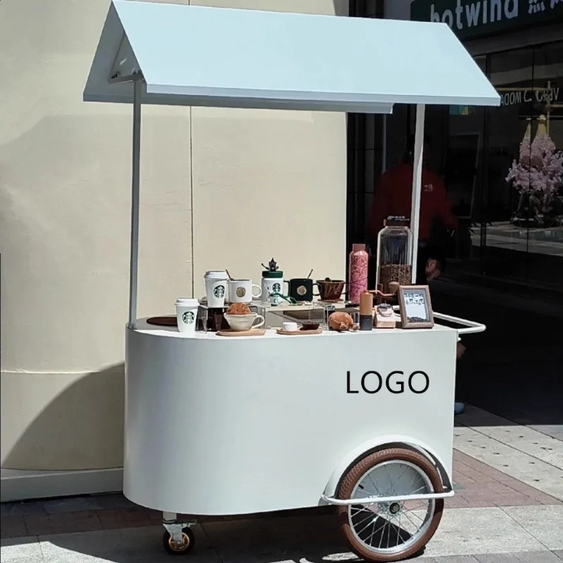 Wrought Iron Mobile Display Cart, Stall Trolley for Mall Store Promotion Outdoor Night Market