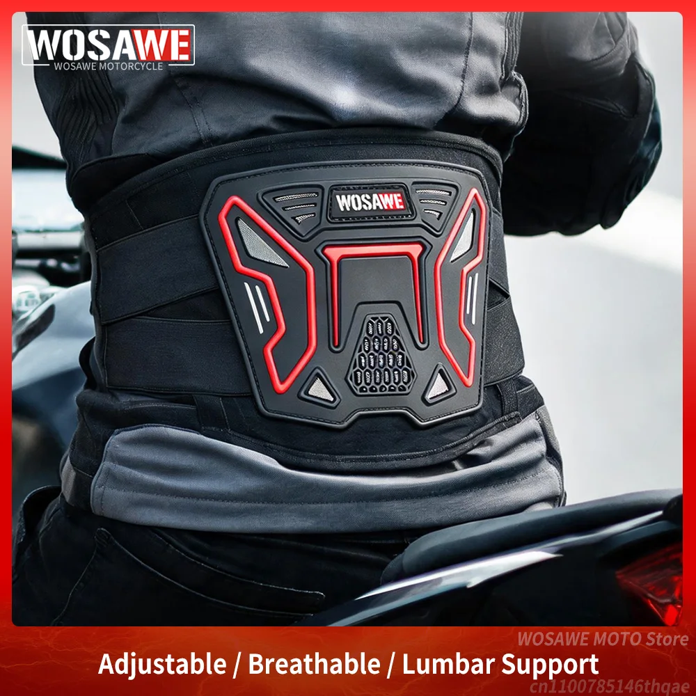 WOSAWE Adjustable Motorcycle Waist Support Belt Breathable Off-Road Motocross Belly Lumbar Kidney Support Belt Biker Back Brace