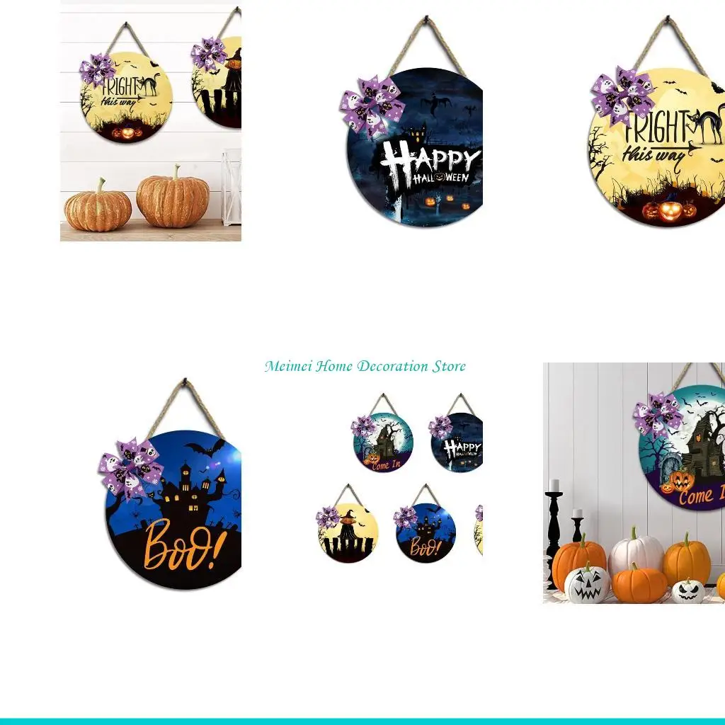علامة H7BF Door Sign Halloween Signing For Home Outdoor Halloween Decorations Round