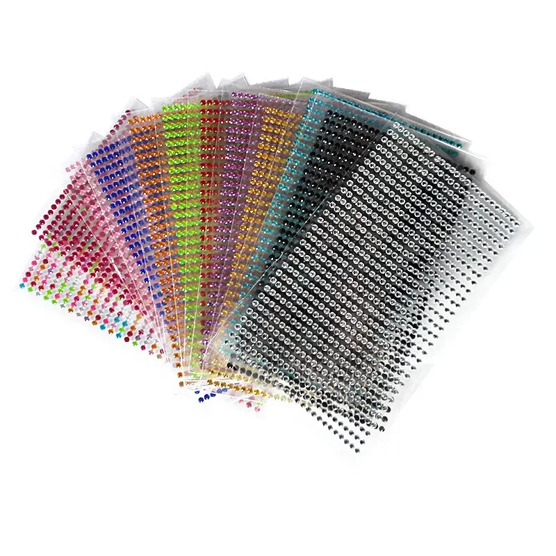 5 ชุด 3 มม.ปาร์ตี้และเทศกาล DIY สติกเกอร์ 750 ชิ้น/เซ็ตตกแต่งคริสตัล Rhinestone Self Adhesive Scrapbooking สติกเกอร์แบน