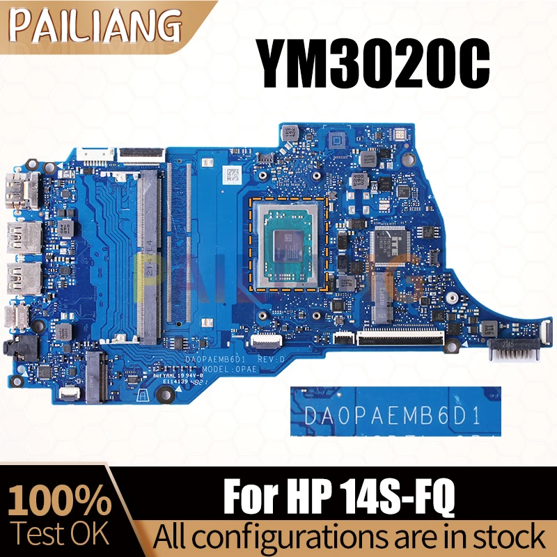 For HP 14S-FQ Notebook Mainboard DA0PAEMB6D1 YM3020C Laptop Motherboard Full Tested