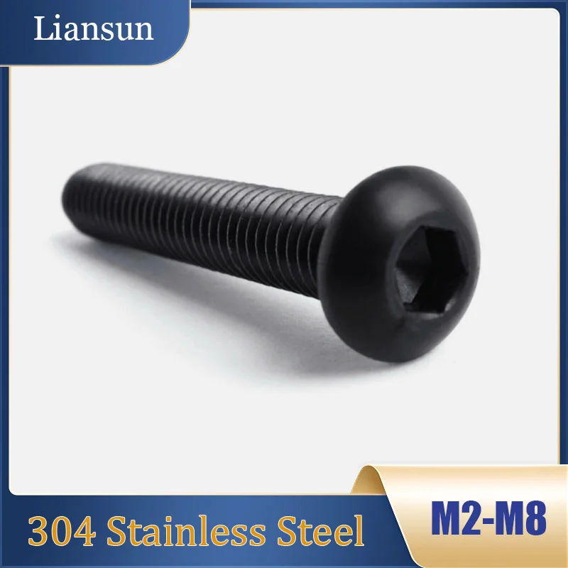 

2-100pcs Black Button Head Screws Allen Key Socket Bolts 304 Stainless Steel M2 M2.5 M3 M4 M5 M6 M8 Length 3/4/5/6/8/10-60mm