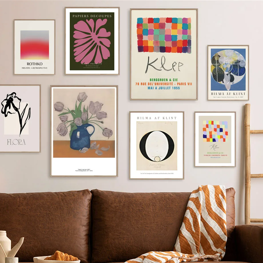 

Colorful Geometry Line Flower Abstract Gallery Exhibition Poster Canvas Wall Art Print Living Room Decorative Picture