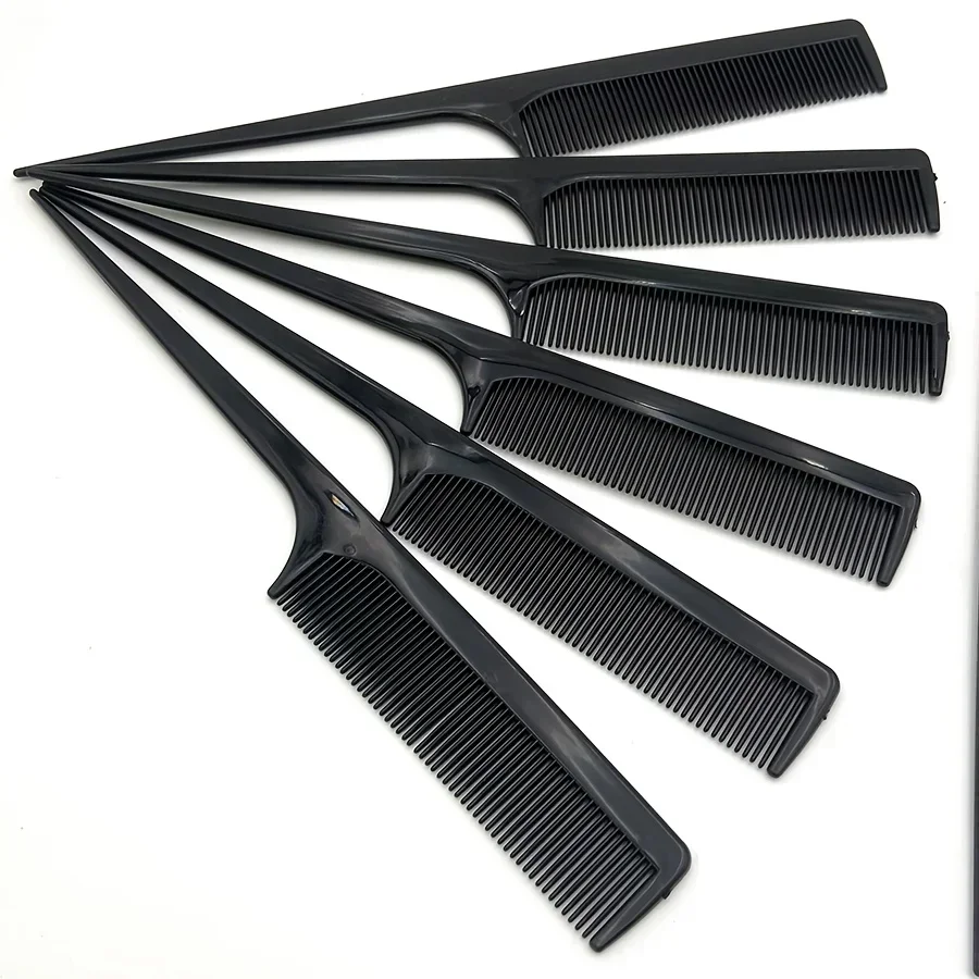 10-Pack Professional Rat Tail Combs, Fine-Tooth Durable ABS Plastic for Hairstylists/Barbers