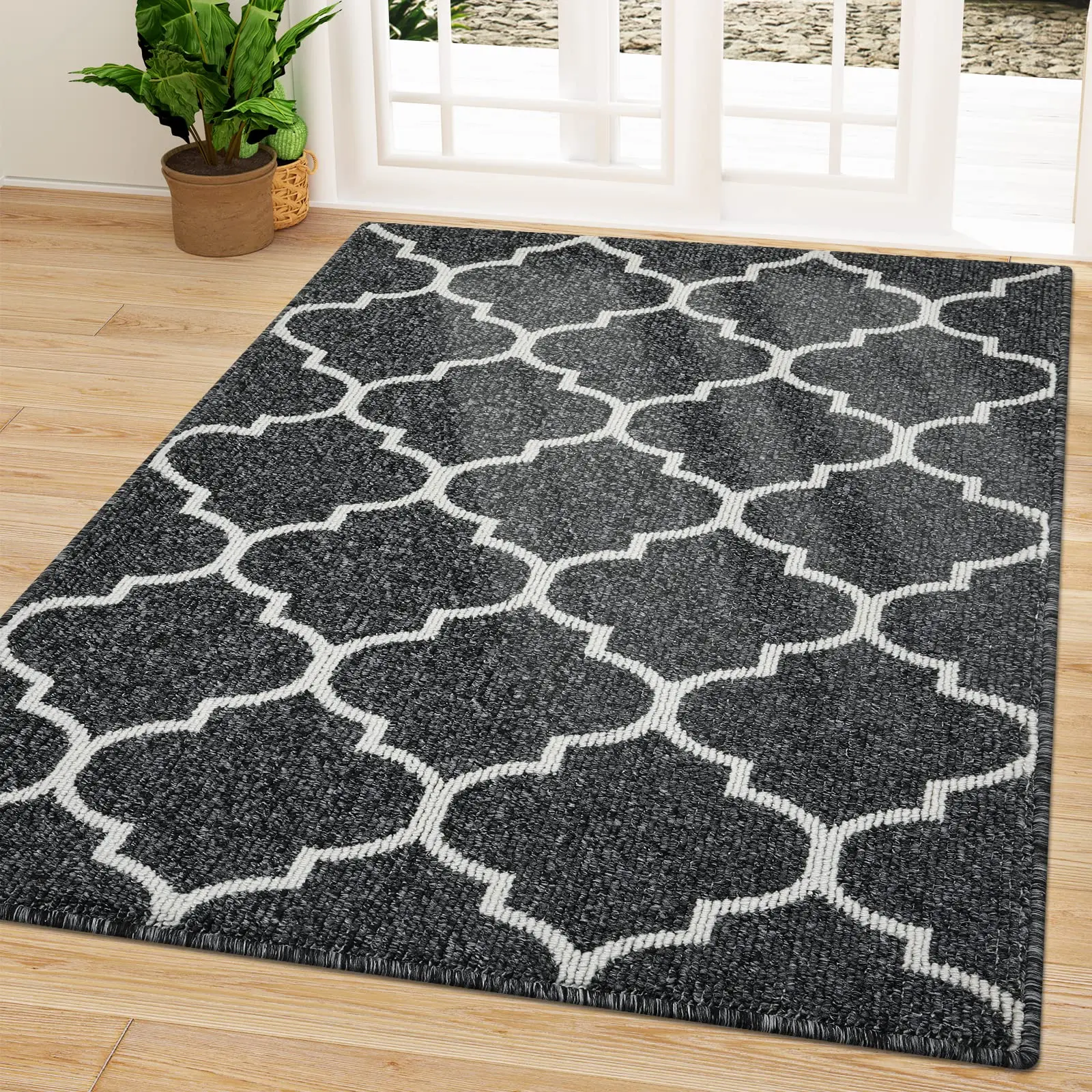 

Hapihappy Indoor Door Mat Low-Profile Absorbent Resist Dirt Entryway Doormat Lattice Non-Slip Absorbent Resist Dirt Entrance Mat